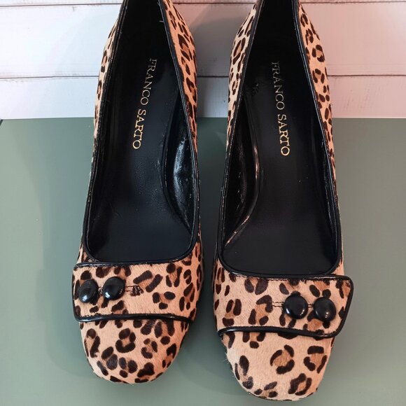 EUC 💥 FRANCO SARTO Gorgeous Leopard Print Pumps 3" Heel Shoes Size 8M - Picture 2 of 9
